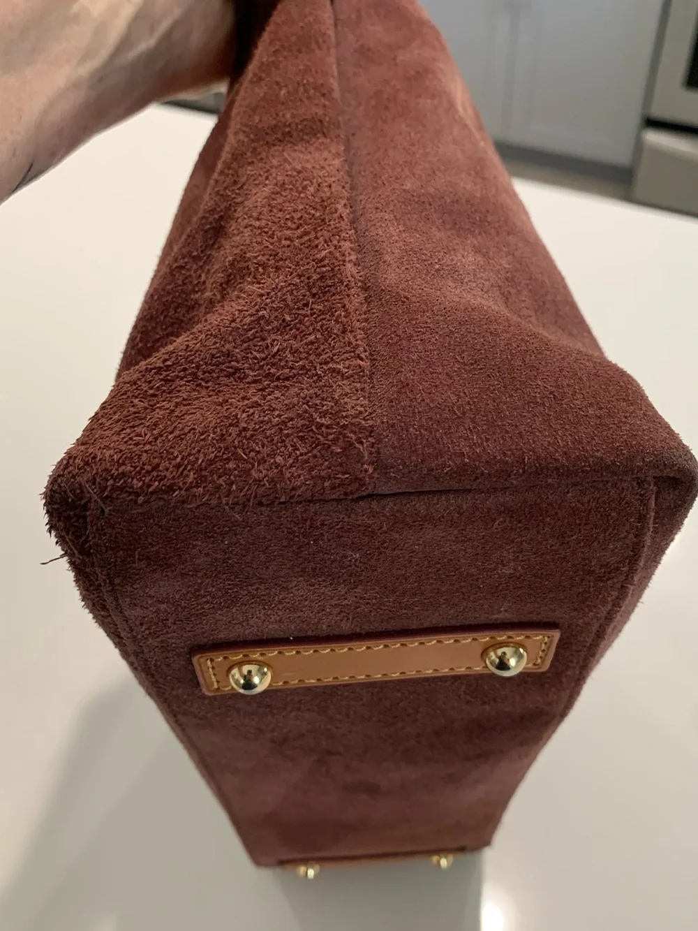 Dooney & Bourke Suede Leather Shoulder Hobo Bag, Brown Wine Slouch Tan Trim - Picture 8 of 14